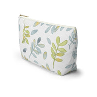 Watercolor Tossed Leaves Accessory Pouch w T-bottom in Aqua